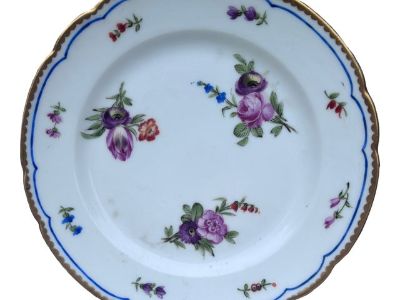 Early 19th Century French Flowers Porcelain Plate