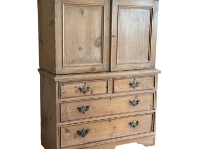 Petite Antique English Pine Linen Press