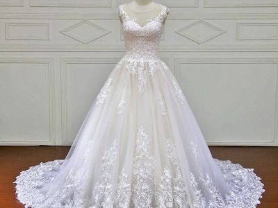 Isabelle's A Line White Lace Wedding Gown