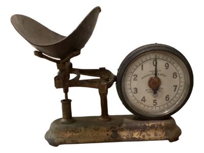 Antique Peerless Company Cast Iron Counter Scale Inspector Approved Stamped March 1837