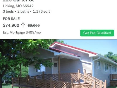 229 carter ST , licking, mo Single family home 3br/2ba