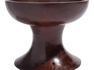 Traditional Balinese Turned Pedestal Hardwood Toraja Cup, 1900's