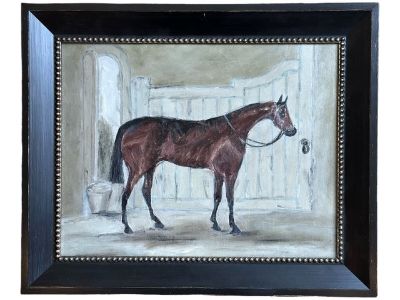 Late 20th Century Impressionist Horse Painting, Framed