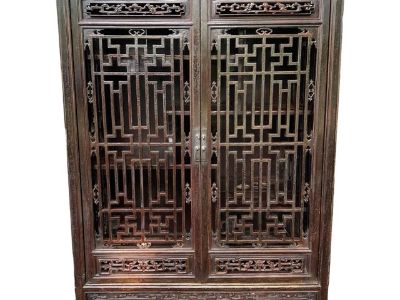 Antique Cabinet With Carving With Marble Top From Chaozhou South China