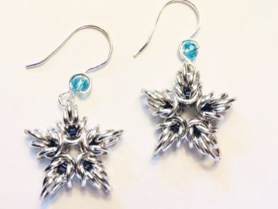 Silver Chainmaille Star Earrings