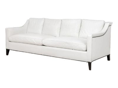 Modern White Leather Upholstered Large Sofa