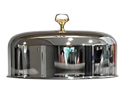 Vintage Stainless Steel Cake Dome Cover With Brass Handle