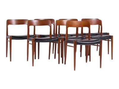 Niels Moller Model 75 Mid Century Danish Teak Dining Chairs - Set of 8