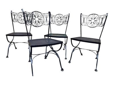 Vintage Black Russell Woodard Andalusian Patio Chairs - Set of 4