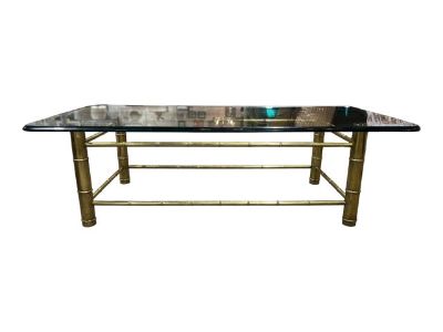 Mastercraft Faux Bamboo, Brass and Glass Top Coffee Table