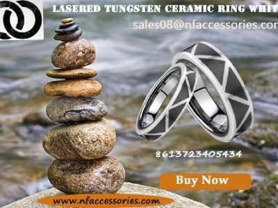 Lasered Tungsten Ceramic Ring White