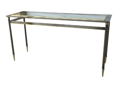 French Two-Tone Steel and Brass Console