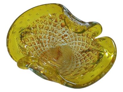 Mid-Century Murano-Attributed Yellow Glass Ashtray