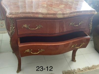 Set of 2 FRENCH Louis XV Style MARBLE Bronze Mounted COMMODE Chest Antique XV