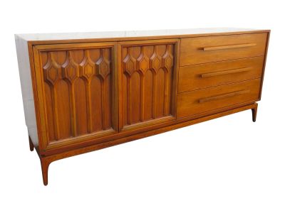 Mid Century Modern Diamond Design Long Dresser Sideboard Tv Media Console