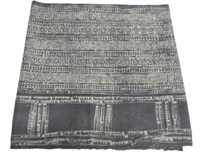 Dark Grey and White Hand Blocked Batik Fabric