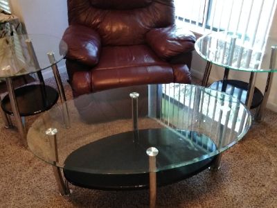Set of glass top tables