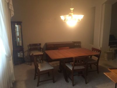 1950's Duncan Phyve dining room set with 6 chairs and credenza