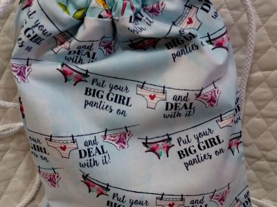 Big Girl Panties Cotton Backpack. Handmade great for girlfriend gift.