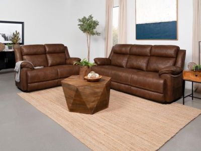Ellington 2-piece Upholstered Padded Arm Sofa Set Dark Brown