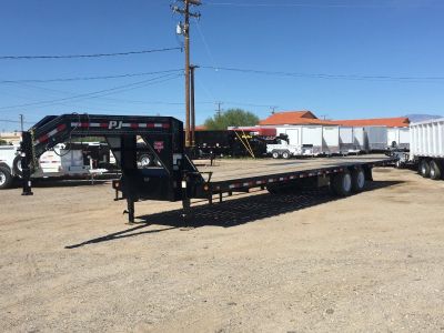 Low Pro Gooseneck Trailer with Hydraulic Dovetail,   36ft Flatdeck Trailer, PJ Flatbed LY362