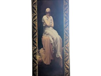 Mid 20th Century "Solitude" Ornate Framed Reproduction Print on Wood by Frederic Leighton