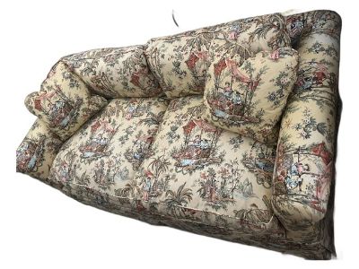 Vintage Chinoiserie Theme Upholstered Loveseat