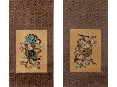 A Pair of Buddhist Guardian Scrolls