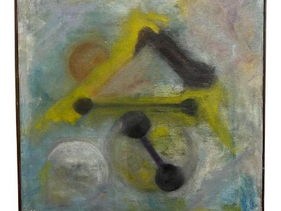 Mid Century Modern Framed Acrylic on Canvas Abstract Painting