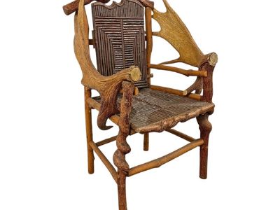 American Adirondack Style Moose Antler Armchair