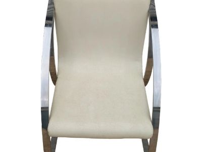 Late 20th Century Off White Chrome Leather Rocking Chair