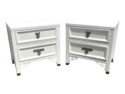 1960s Pair Restored Vintage Shangri-La by Dixie Chinoiserie Nightstands