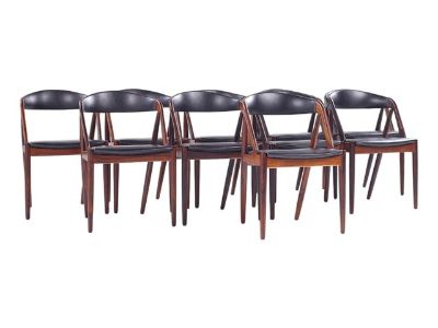 Kai Kristiansen Mid Century Danish Rosewood Dining Chairs - Set of 10