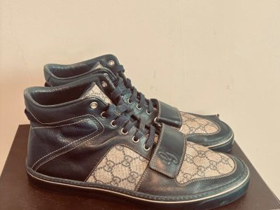 FS/FT Gucci Mens Blue And Gray High Top Monogram Sneakers Size 9.5