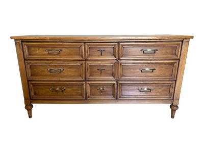 White Furniture 7-Drawer Mid-Century Modern Walnut Dresser
