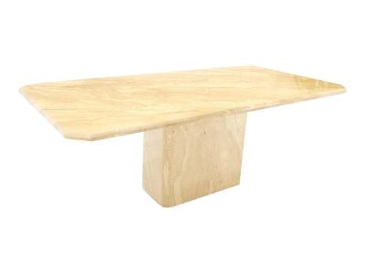 1970s Travertine Single Pedestal Base Mid-Century Modern Italian Dining Table