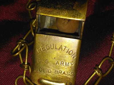 Vintage WW 2 Solid brass whistle with cork ball