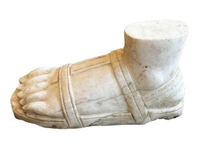 19th Century Carved Carrera Marble Gladiator's Foot