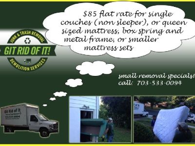 Holiday Specials on Junk and Trash Removal And local Moves and deliveries !!