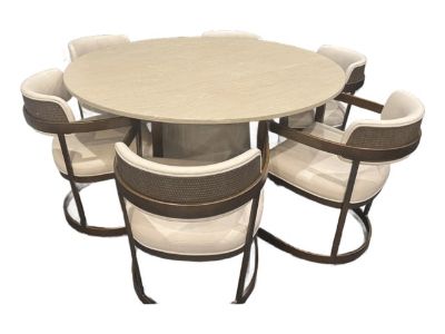 Palecek Table and Custom Chairs - Set of 7