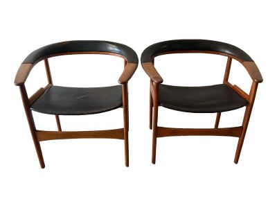 Pair of 1950s Mid Century Modern Danish Chairs by Hovmand-Olsen for Jutex