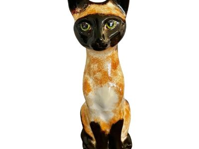 Vintage 1978 Large Ceramic Siamese Cat, Signed