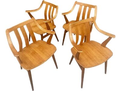 Vintage Mid Century Dutch Teak Armchairs