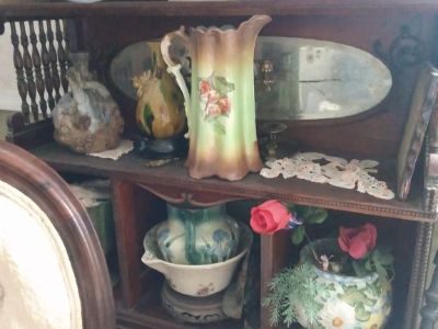 Pitchers of ceramic, pottery, glass