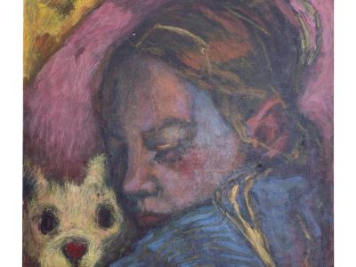 Colorful Muted Fauvist Style Portrait Painting of a Sleeping Girl by Amy Scherer