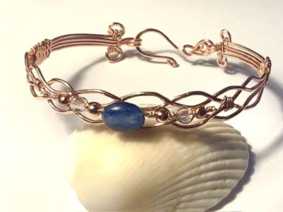 Copper Braided Bracelet with Blue Kyanite Bead