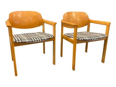 Pair of Scandinavian Mid-Century Armchairs in Plaid