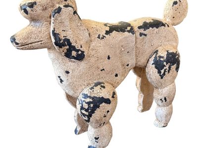 Wooden Poodle Dog Sculpture