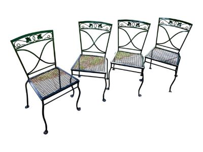 Salterini Mount Vernon Cast Iron Outdoor Dining Chairs, Set of 4