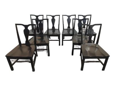 Set of Eight Vintage Ethan Allen Maddox Black Dining Room Chairs
